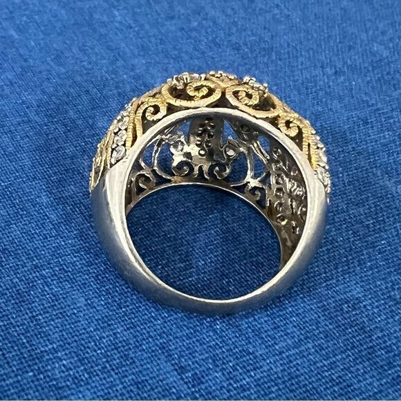 Gold‎ plated Diamondesque Statement Cocktail Ring - 8.5 - Picture 7 of 11